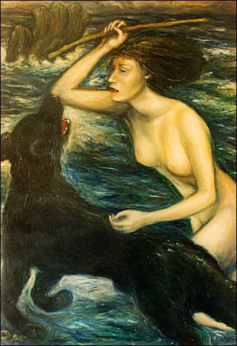 woman with dog